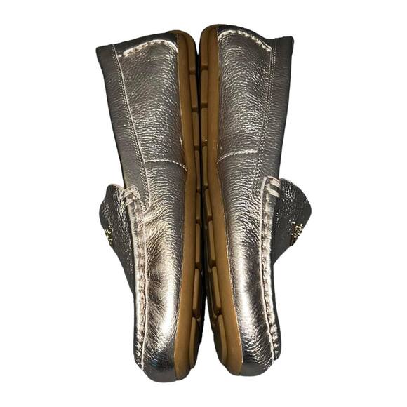 Coach Metallic Gold Leather Marley Driving Loafers Size 7 Slip On New - Picture 2 of 7